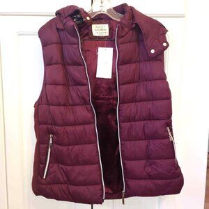 Ashley By 26 International Deep Burgundy Puffer Vest